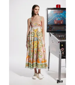 Alemais Pinball Linen Midi Dress Multi Size AU 16 for rent on The Volte - image 1