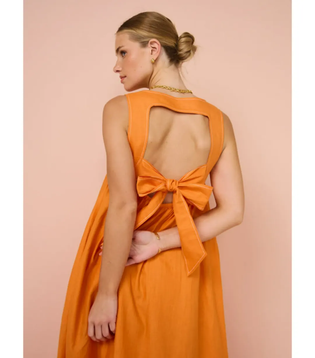 Hansen & Gretel Paloma Maxi Dress Tangerine Size AU 16 for rent on The Volte - main image