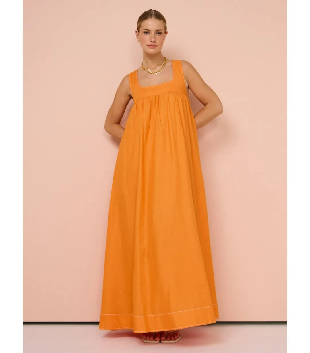 Hansen & Gretel Paloma Maxi Dress Tangerine Size AU 16 for rent on The Volte - main image