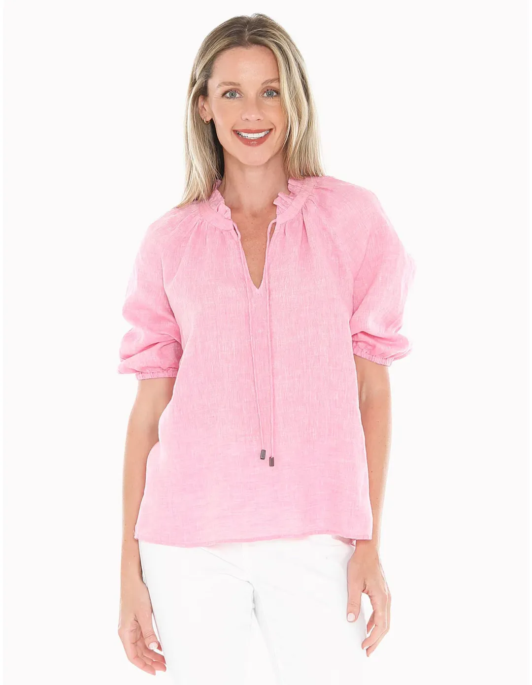 Jump Ruffle Neck Top Flamingo Size AU 16  for rent on The Volte - main image