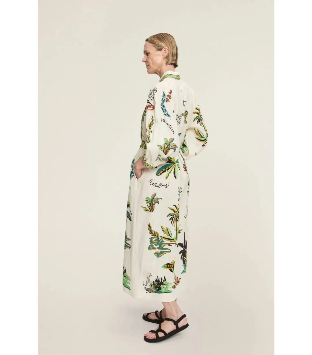 Alemais Day Dream Linen Midi Shirtdress Print Size AU 8  for rent on The Volte - main image