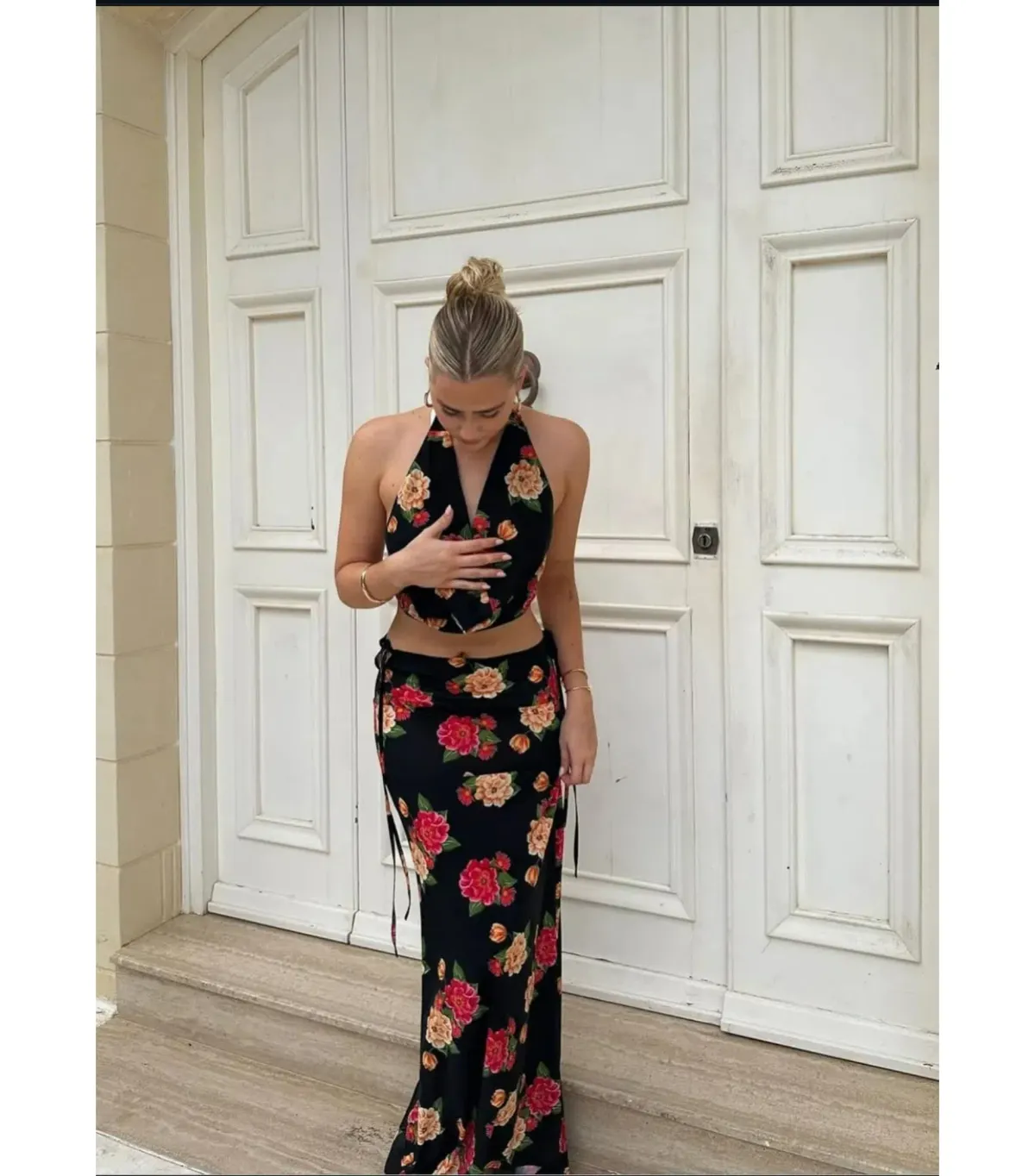 Vdm The Label Romy Top and Evvy Skirt Set in Camellia Size AU 10 for rent on The Volte - main image