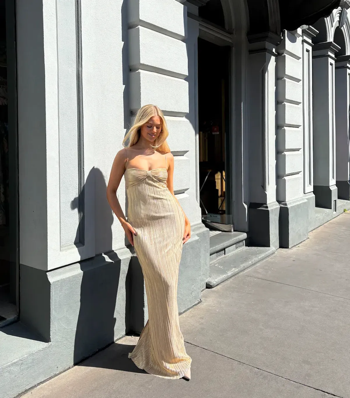 Lovers + Friends May Maxi Gown Gold Size AU 6  for rent on The Volte - main image