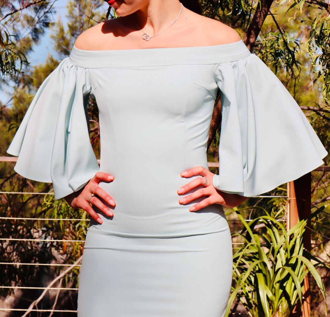 Mossman Flare Off the Shoulder Dress Mint Size 6 for rent on The Volte - main image