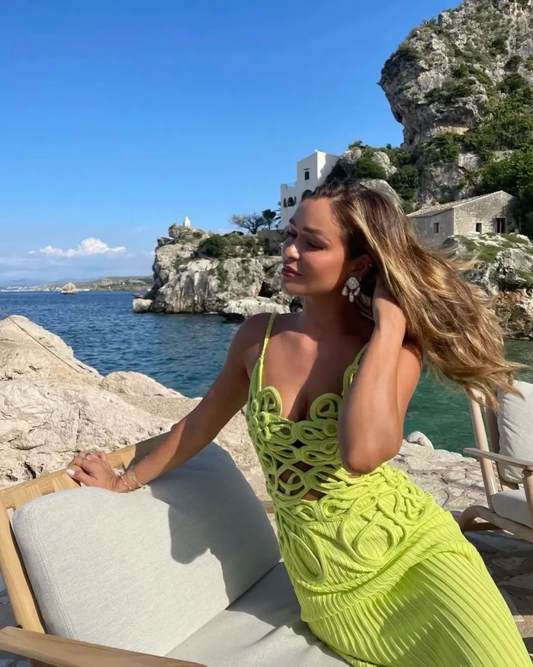 Cult Gaia Nalda Knit Midi Dress Green Size AU 8 for rent on The Volte - main image