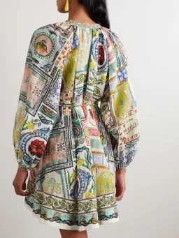 Alémais Tommasina Printed Ramie Mini Dress Multi Size 8  for rent on The Volte - image 4