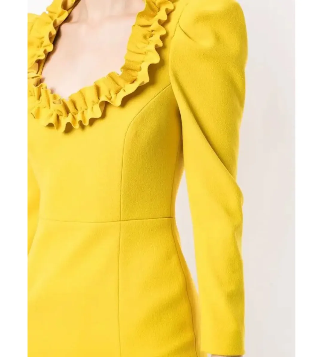 Rebecca Vallance Baci Long Sleeve Mini Dress Yellow Size AU 14 for rent on The Volte - main image