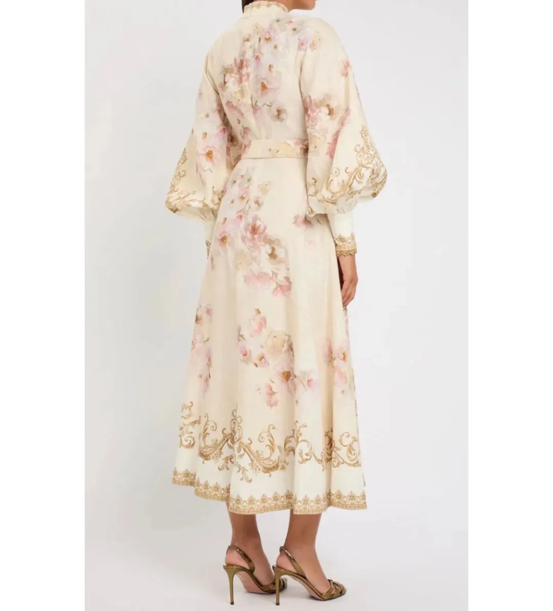 Zimmermann Hypnotic Buttoned Midi Dress Creamy Peony Size 3 AU 14 for rent on The Volte - main image