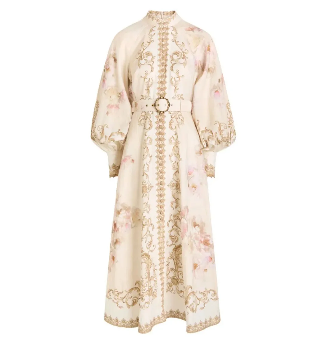 Zimmermann Hypnotic Buttoned Midi Dress Creamy Peony Size 3 AU 14 for rent on The Volte - main image
