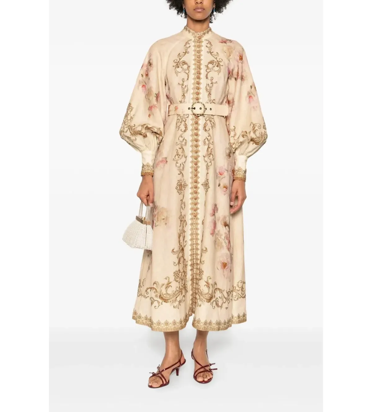 Zimmermann Hypnotic Buttoned Midi Dress Creamy Peony Size 3 AU 14 for rent on The Volte - main image