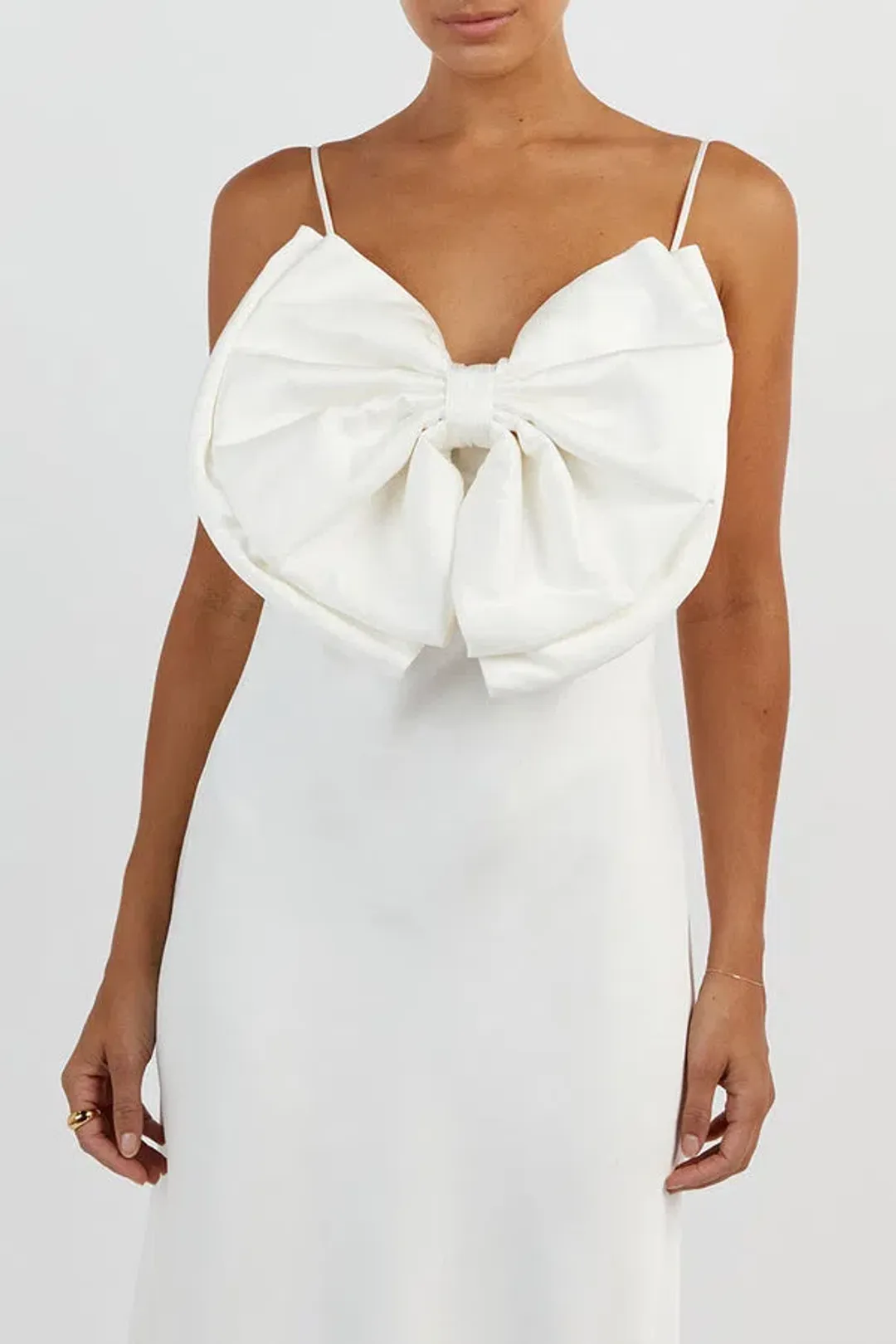 DISSH Aisle White Front Bow Midi Dress for rent on The Volte - main image