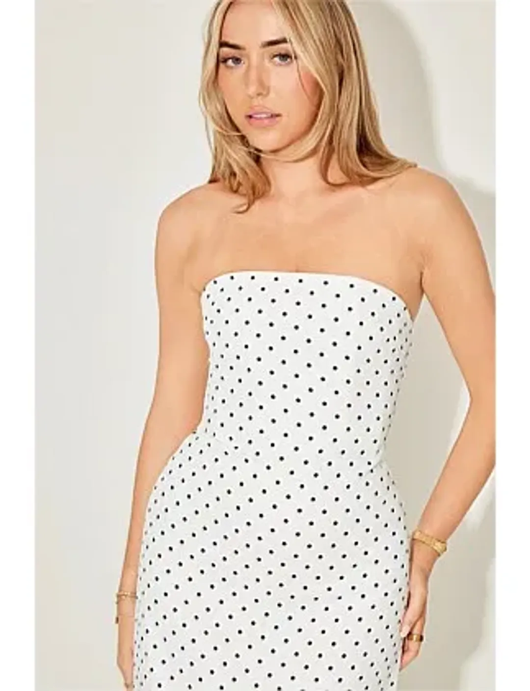 The Ultimate Muse Strapless Peplum Hem Midi Dress for rent on The Volte - main image