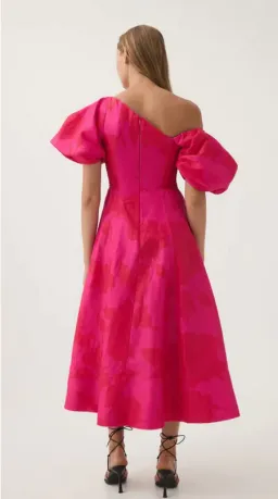 Aje Arista Tulip Sleeve Midi Dress Florescent Rose size 16 for rent on The Volte - image 3