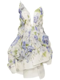 ZIMMERMANN NATURA DRAPED MINI BLUE FLORAL SIZE 0 / AU 8 for rent on The Volte - image 8