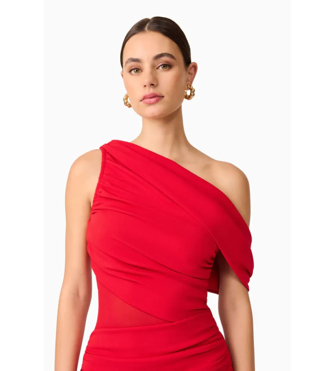 Elliatt Darya Asymmetrical Gown in Red Size AU10 for rent on The Volte - main image