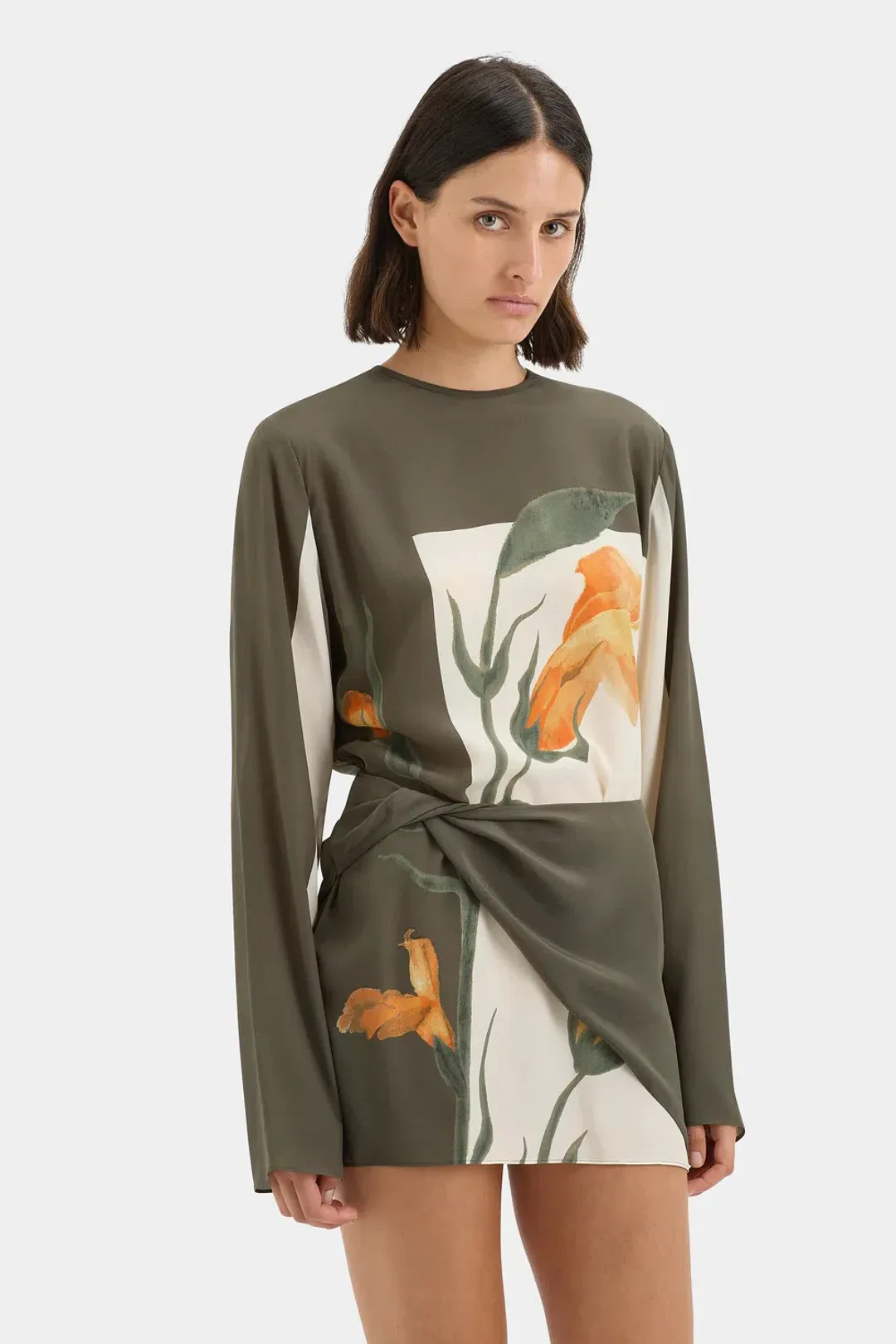 Sir The Label Constance Twist Mini Dress Green  Size 10 for rent on The Volte - main image