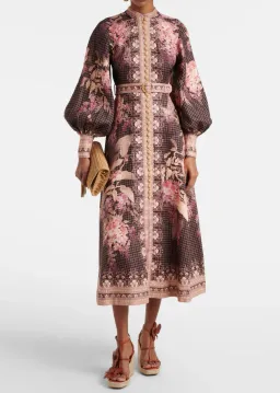 Zimmermann Illuminate Floral Linen Midi Dress Size 1/ Au 10  for rent on The Volte - image 1