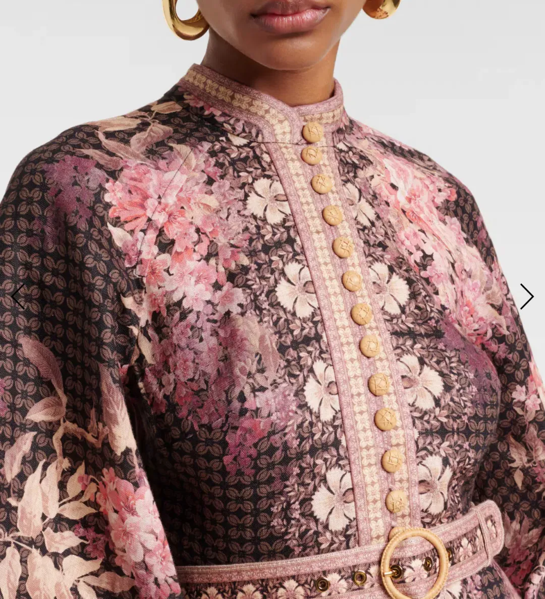 Zimmermann Illuminate Floral Linen Midi Dress Size 1/ Au 10  for rent on The Volte - main image