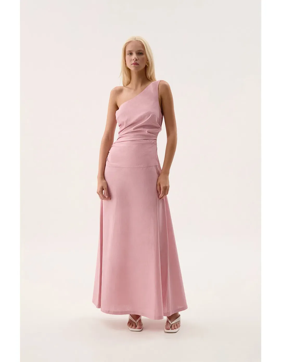 Aje Daze One Shoulder Maxi Dress in Dusty Pink Size 6  for rent on The Volte - main image