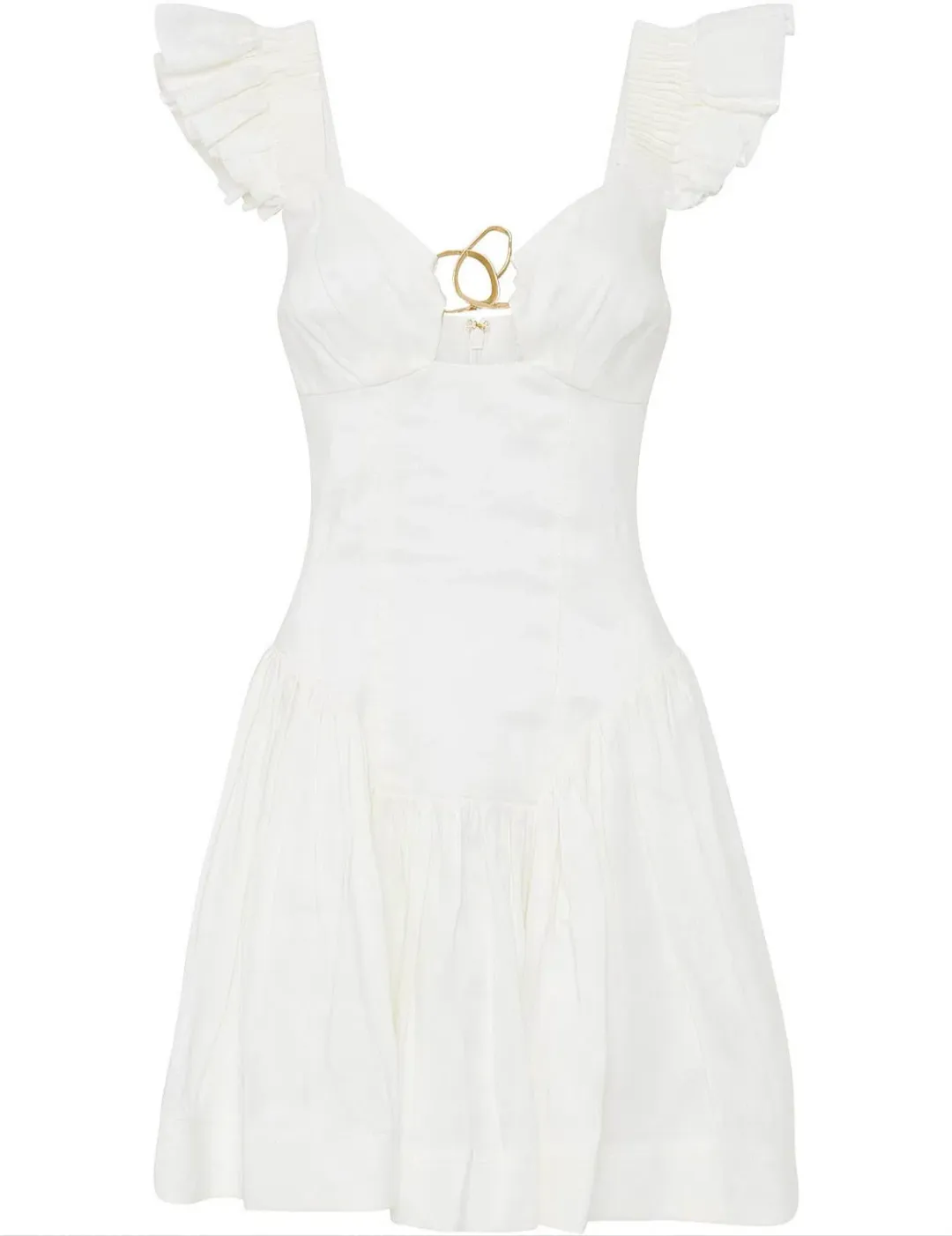 Aje Simone Frill Sleeve Mini Dress White Size 8 for rent on The Volte - main image