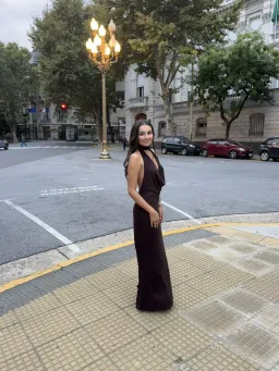 Sneaky Link Saint Plunge Maxi Dress Cocoa Size 8  for rent on The Volte - image 1