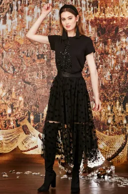 Trelise Cooper Tiers In The Stars Skirt Black Tulle Polka Dots Size L for rent on The Volte - image 4