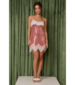 Fait Par Fouch Celeste Mini Dress Rose Glimmer Size AU 6  for rent on The Volte - image 1