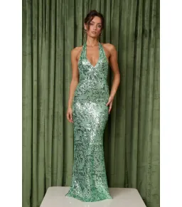 Fait Par Foutch Liana Maxi Dress Seafoam Sequin Size AU 6 for rent on The Volte - image 1