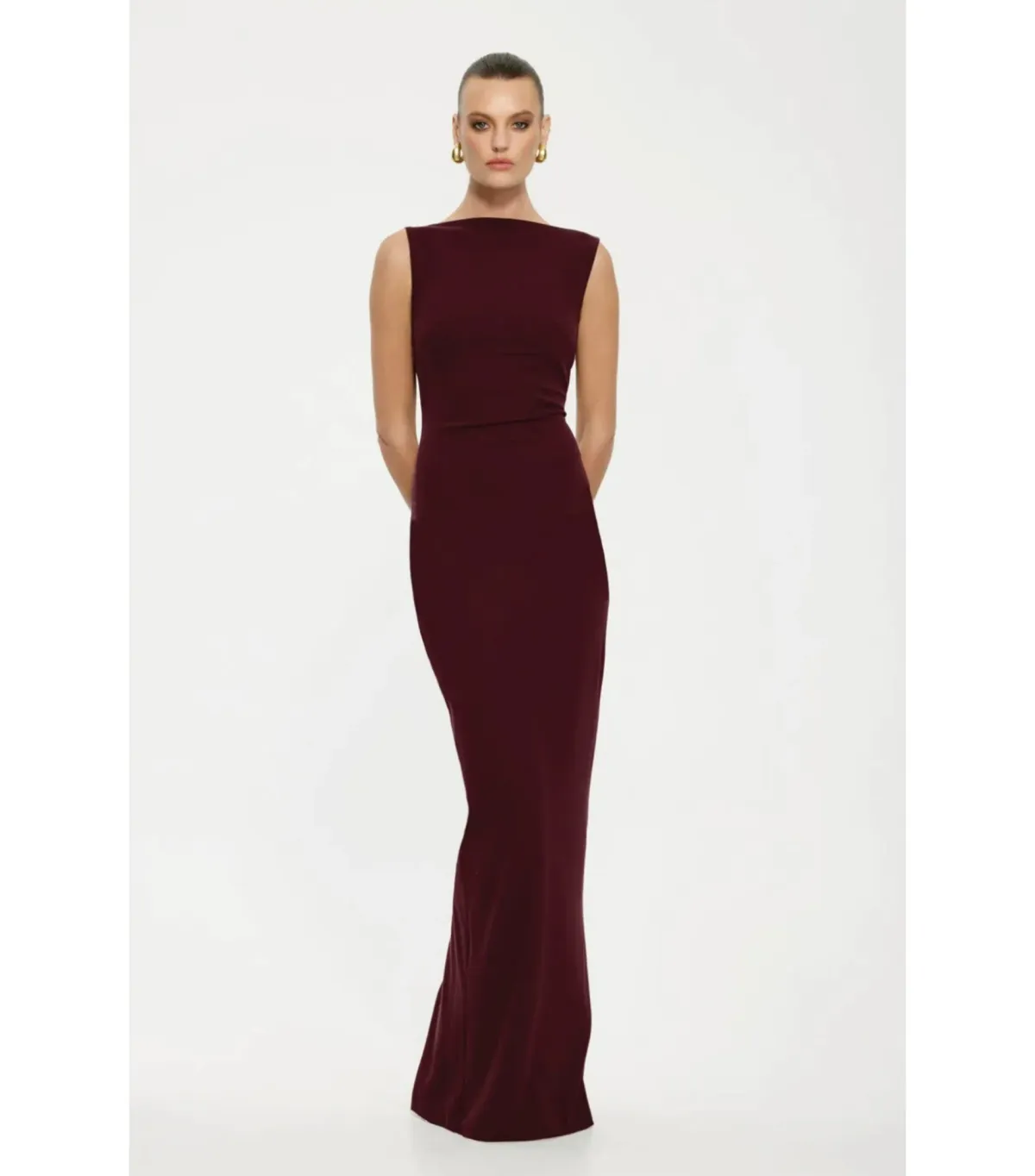 Effie Kats Verona Maxi Gown in Wine Size AU 8 for rent on The Volte - main image