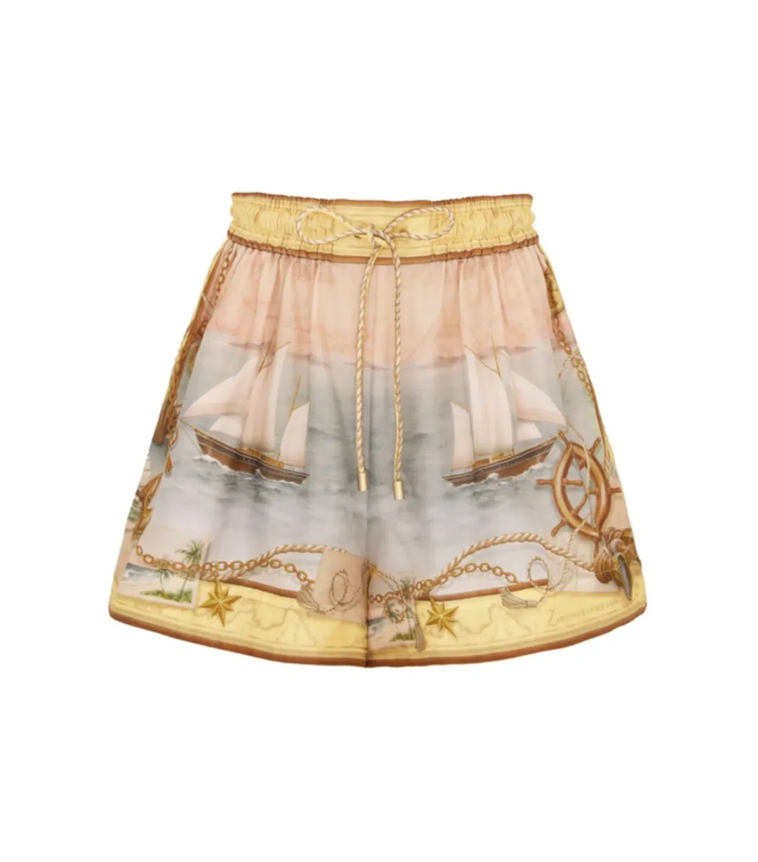 Zimmermann Scarborough Relaxed Shirt Size / 0P AU 6 and Short Size 0 / AU 8 in Yellow Nautical Map  for rent on The Volte - main image