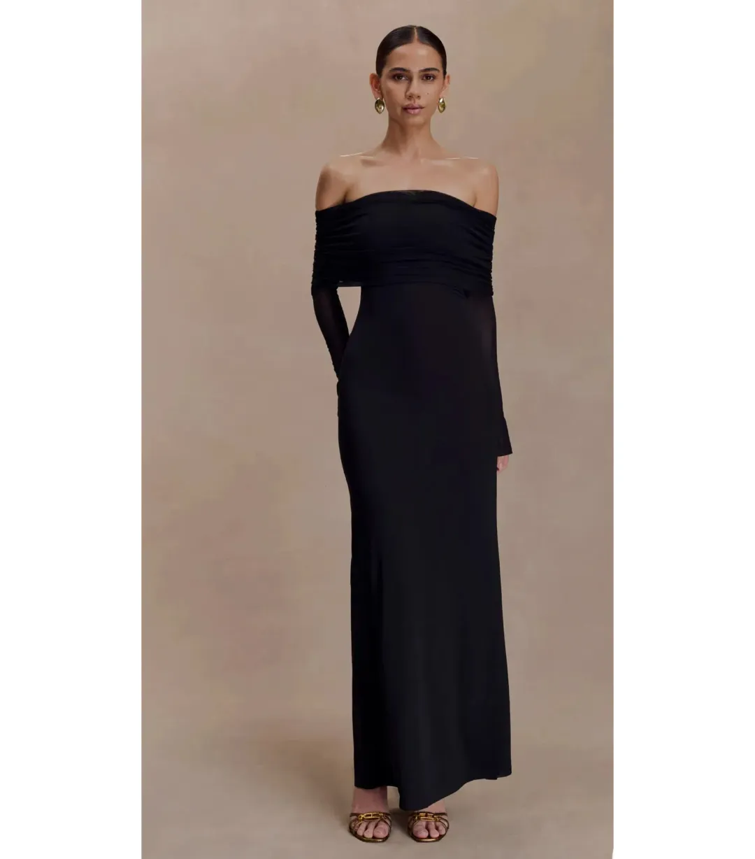 Meshki Josie Off Shoulder Maxi Dress Black Size AU 8 for rent on The Volte - main image