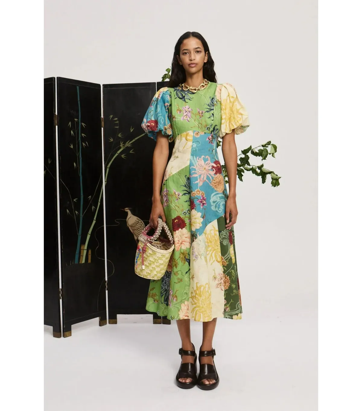 Alemais Avery Spliced Midi Dress Multi Size AU 10 for rent on The Volte - main image