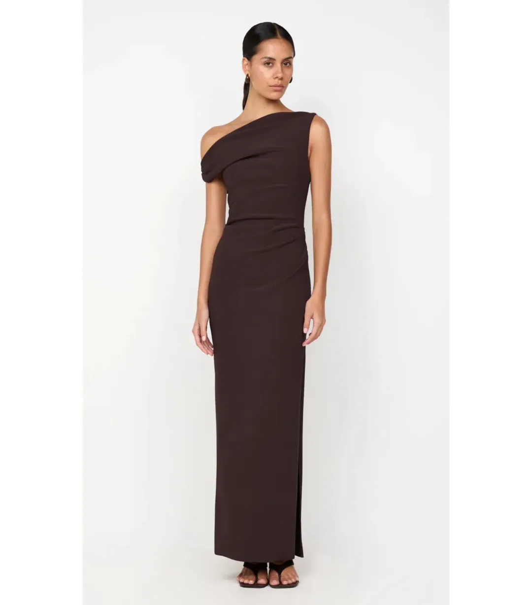 Bec & Bridge Leora Asym Maxi Dress in Dark Chocolate Size AU 12 for rent on The Volte - main image