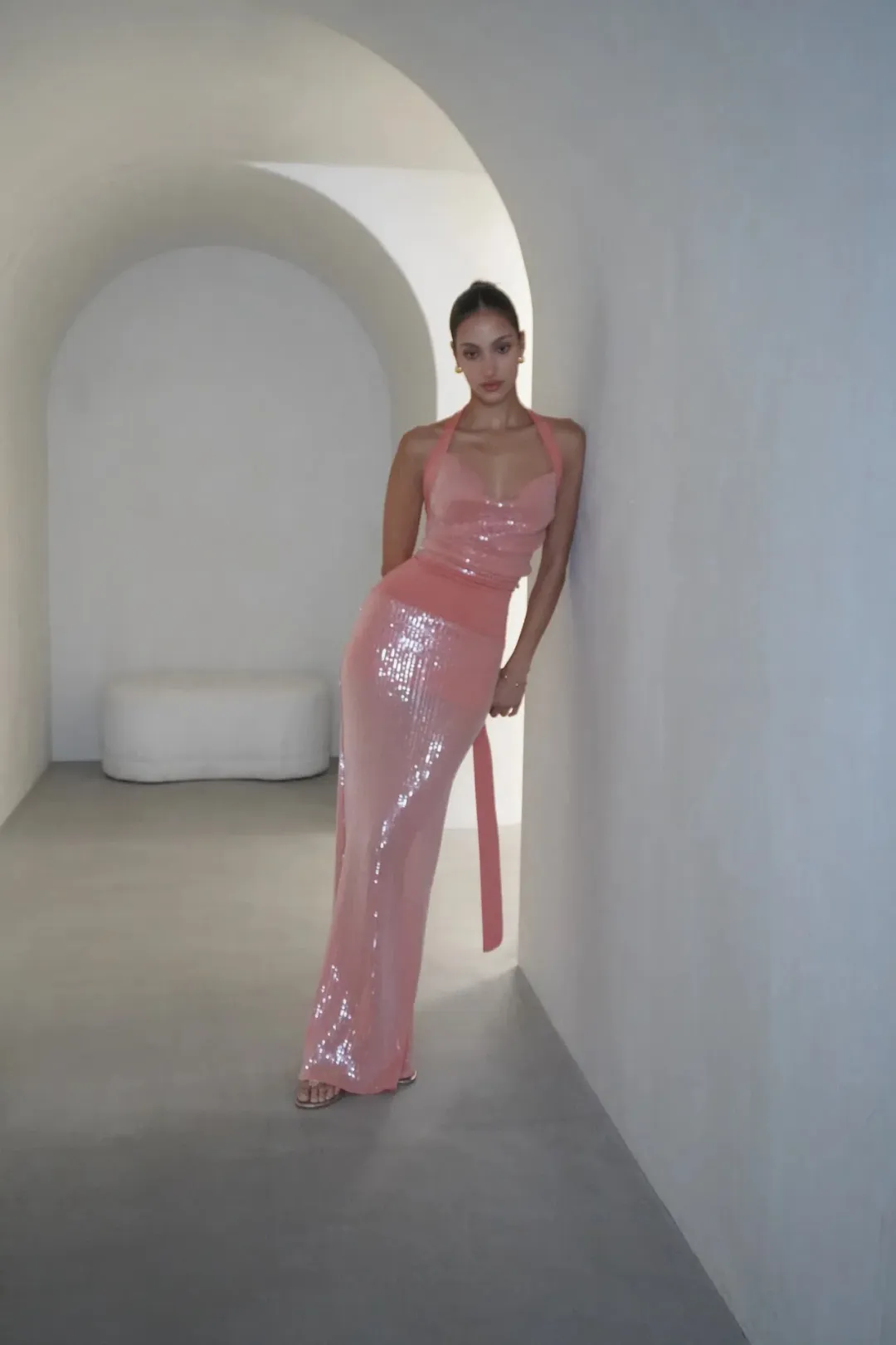 Deconduarte Lilou  Maxi Dress in Coral Size AU 10 for rent on The Volte - main image