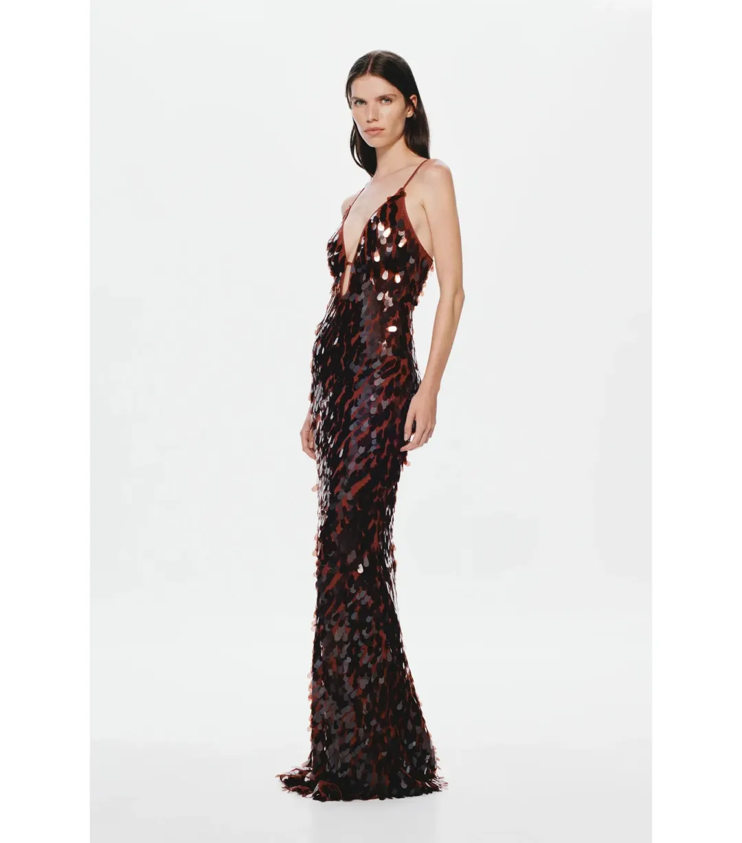 Misha Sapphire Sequin Maxi Dress in Fig Size S / AU 8 for rent on The Volte - main image