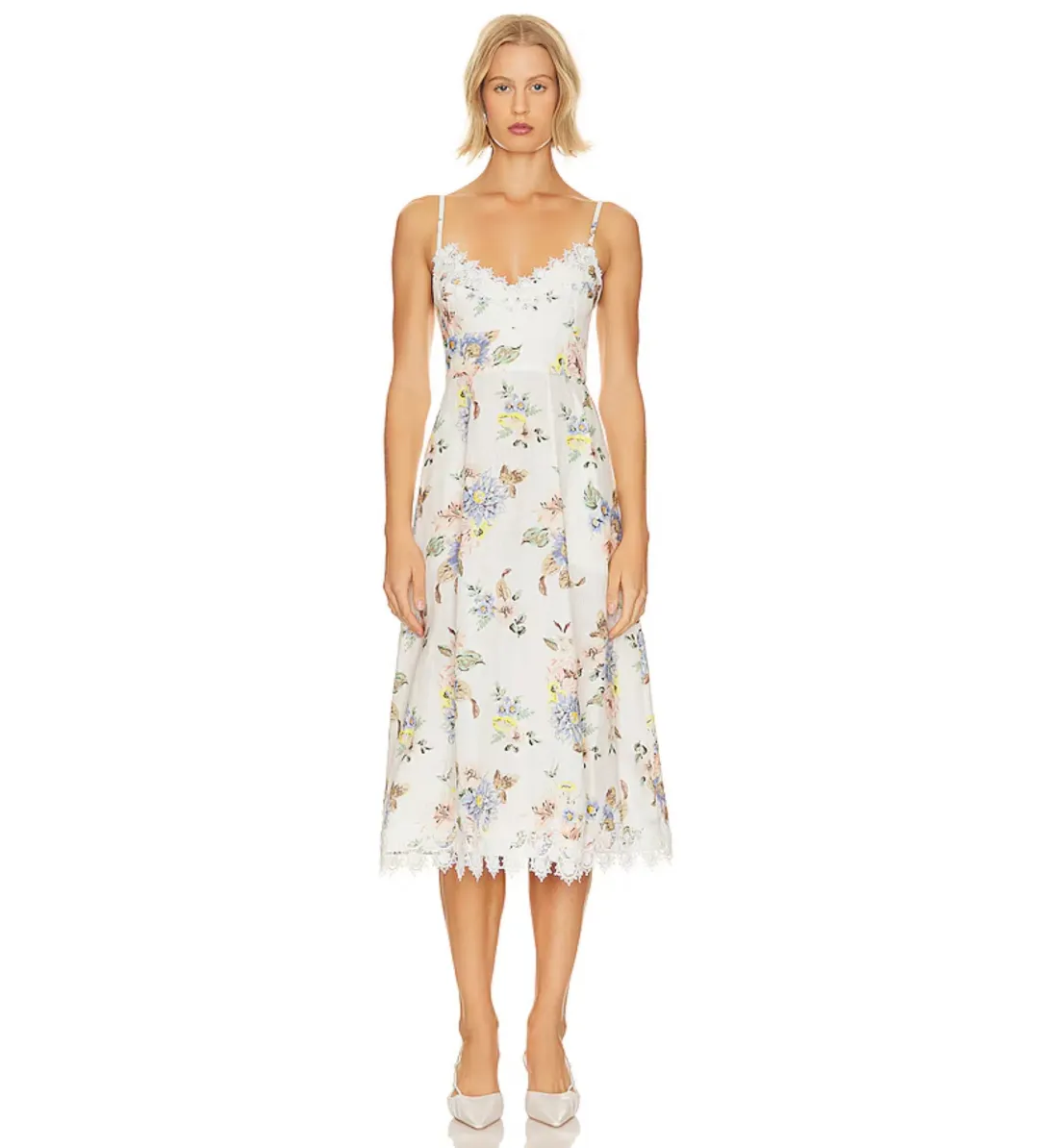 Zimmermann Appliqué Picnic Dress Blue Floral Size 0/Au 8  for rent on The Volte - main image