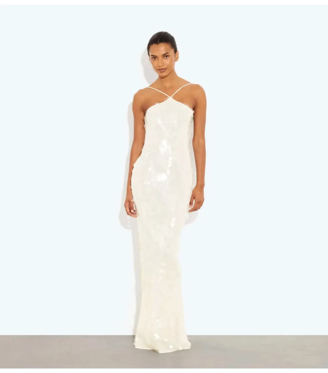 Rat & Boa Emmanuella Maxi Dress White Sequin Size M / AU 10 for rent on The Volte - main image
