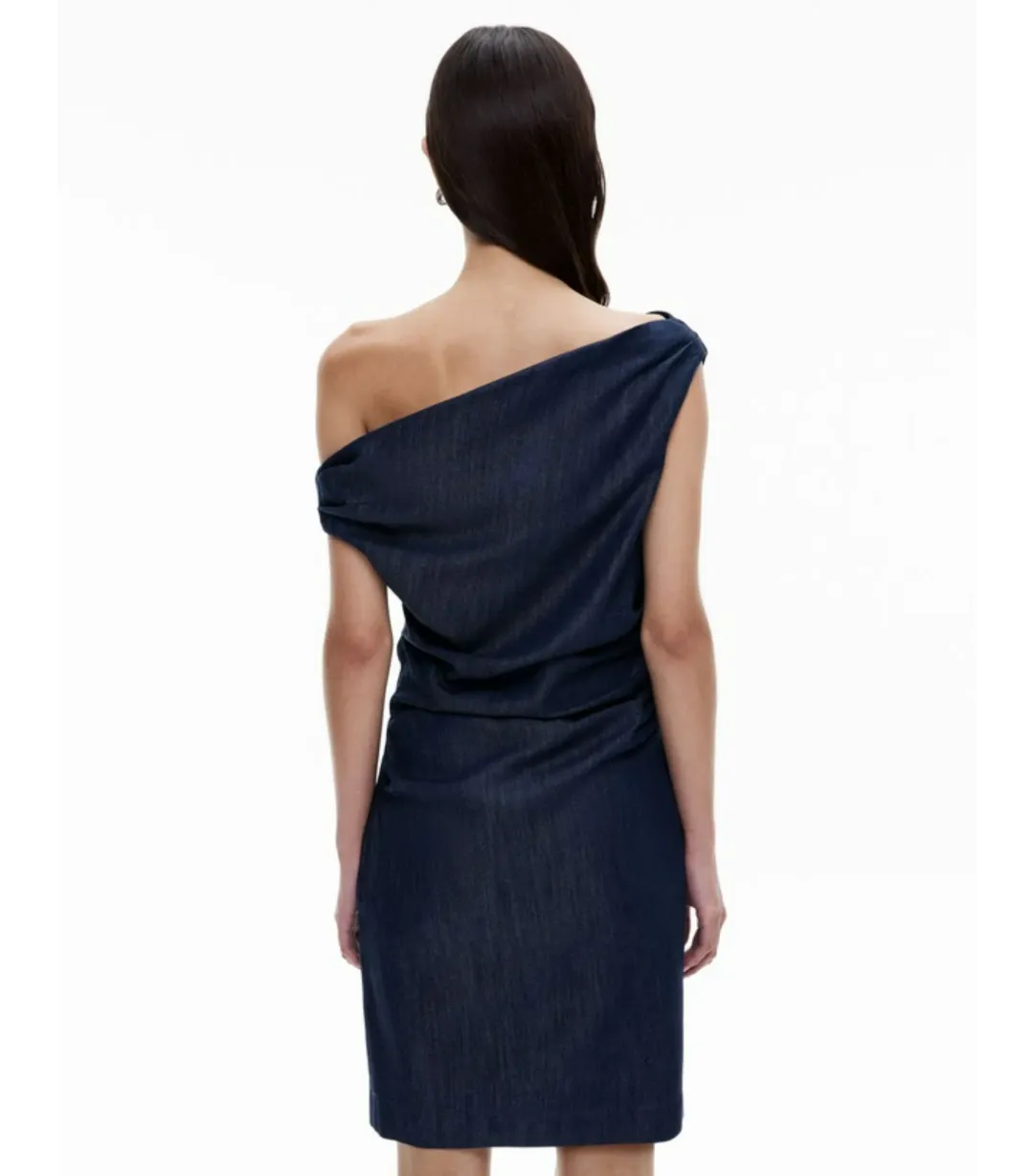 Witchery Off Shoulder Denim Mini Dress Blue Size AU 8  for rent on The Volte - main image