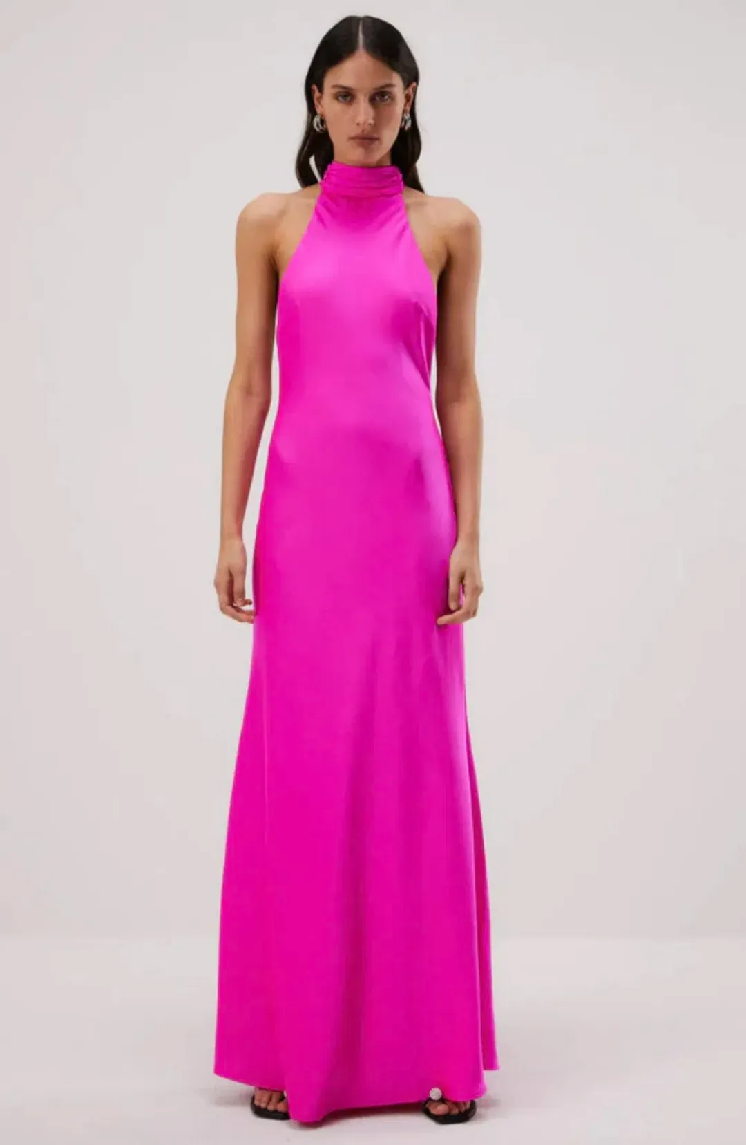 Misha Collection Evianna Satin Dress Hot Pink Size 8/S for rent on The Volte - main image