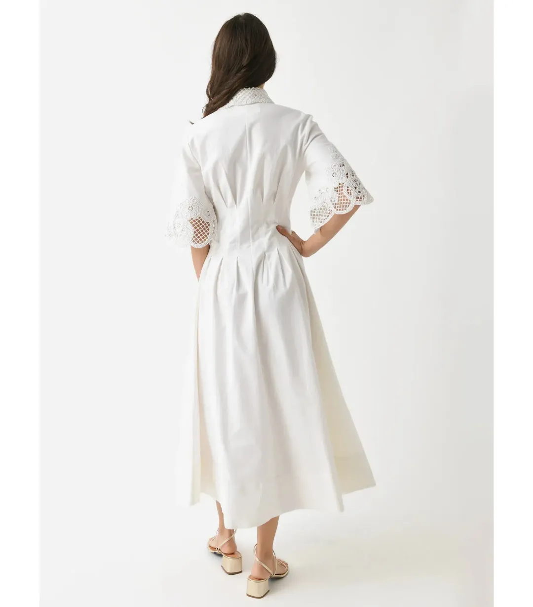 Clea Zhoe Lace Midi Shirtdress White Size AU 6 for rent on The Volte - main image