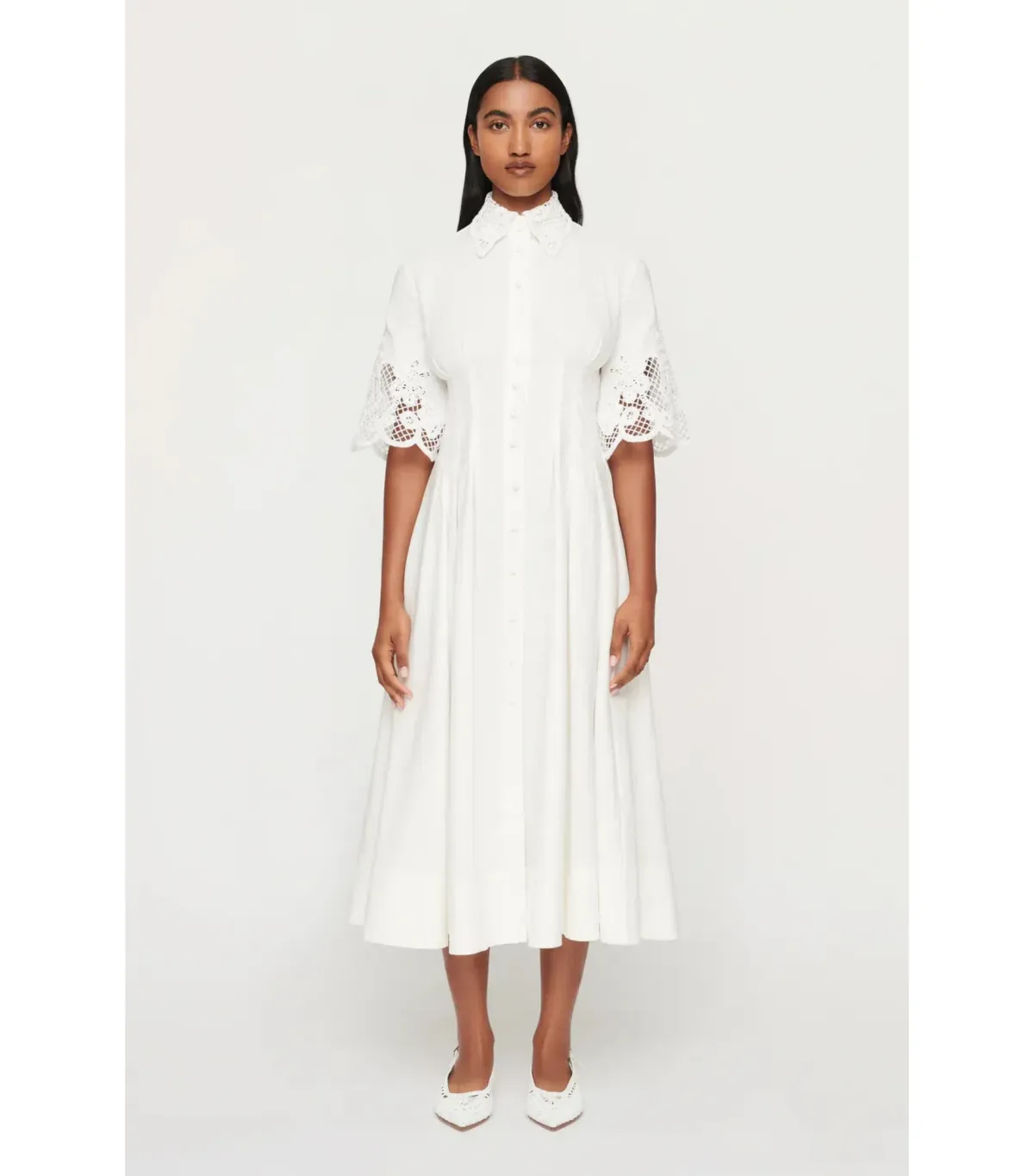 Clea Zhoe Lace Midi Shirtdress White Size AU 6 for rent on The Volte - main image