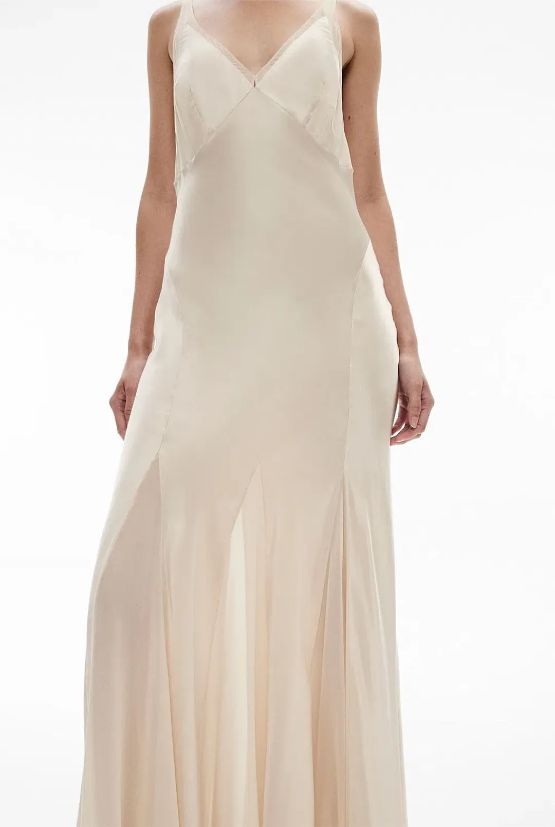Witchery Sheer Insert Maxi Dress in Parchment Off-White Size AU 8  for rent on The Volte - main image