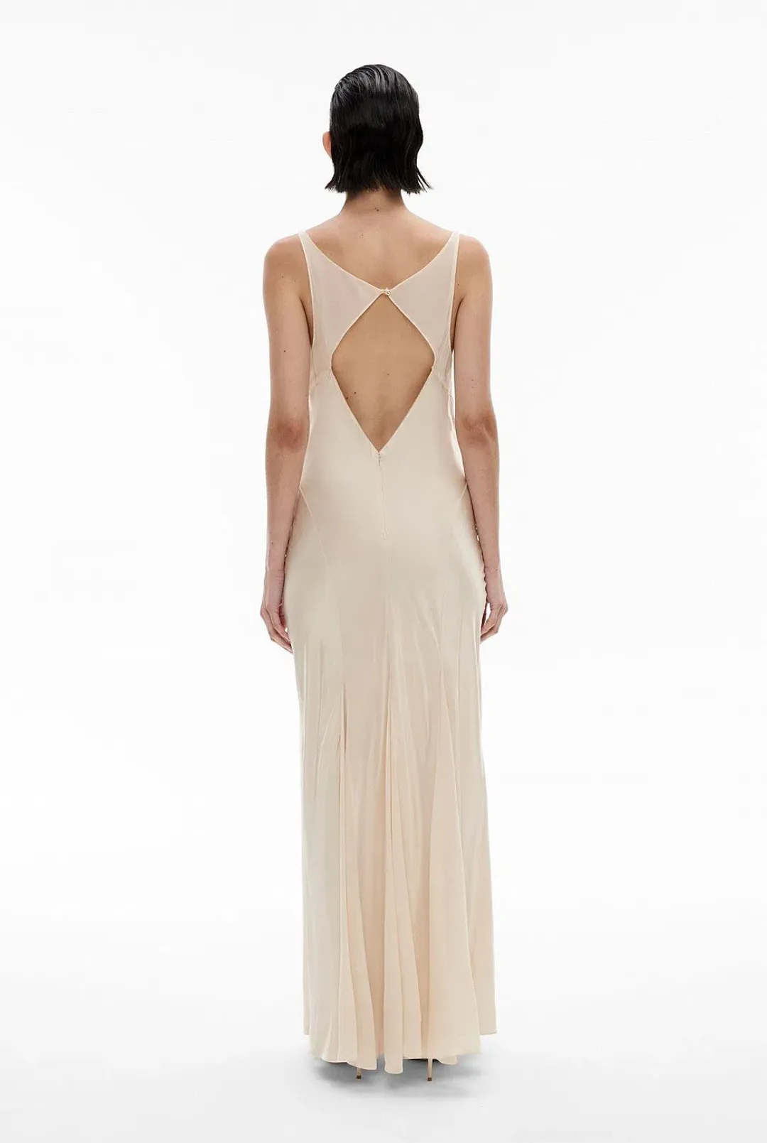 Witchery Sheer Insert Maxi Dress in Parchment Off-White Size AU 8  for rent on The Volte - main image