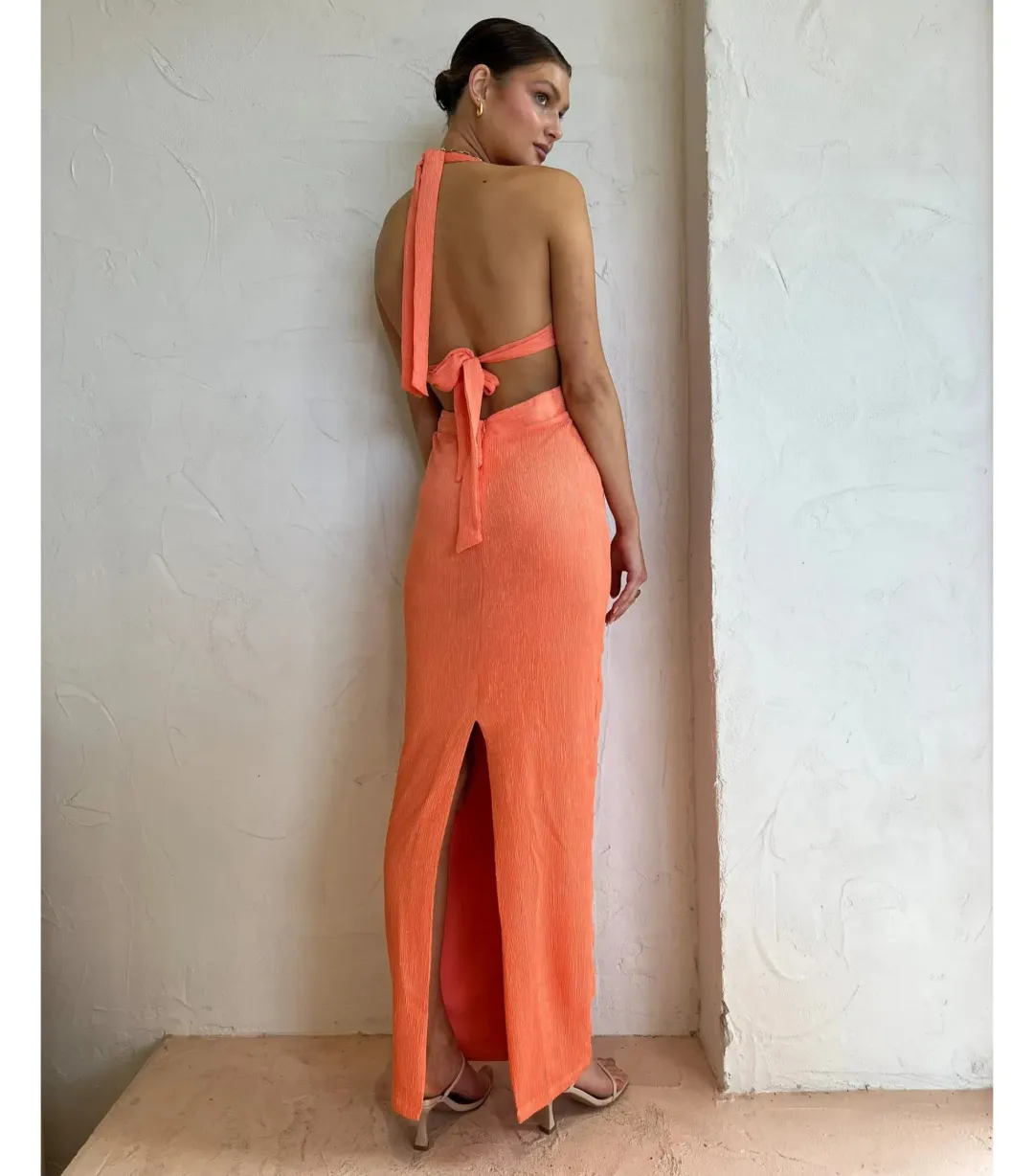 Rumer the Label Willow Plunge Maxi Dress in Peach Size M / AU 10 for rent on The Volte - main image