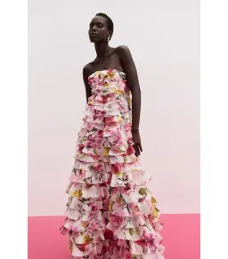 Aje Fleur Pleated Maxi Gown in Collage Floral Size AU 4 for rent on The Volte - image 4