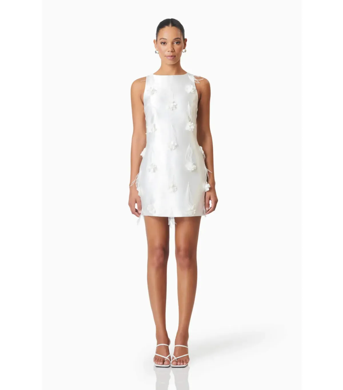 Elliat Lunaria Satin Mini Dress in White Size AU 10 for rent on The Volte - main image