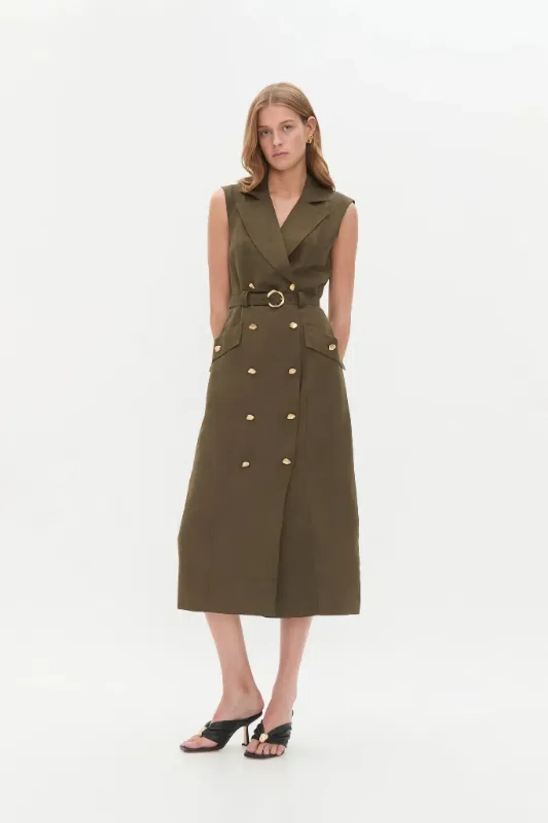 Aje  Blake Utility Midi Dress Khaki Size AU 14 for rent on The Volte - main image
