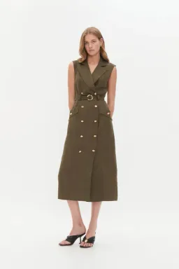 Aje  Blake Utility Midi Dress Khaki Size AU 14 for rent on The Volte - image 2