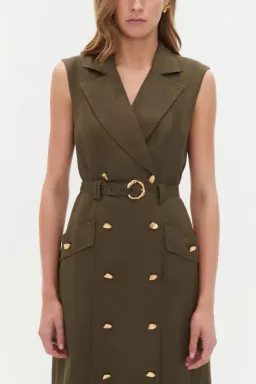 Aje  Blake Utility Midi Dress Khaki Size AU 14 for rent on The Volte - image 3