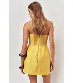 Aje Baret Strapless Mini Dress in Chartreuse Size AU 8 for rent on The Volte - image 4